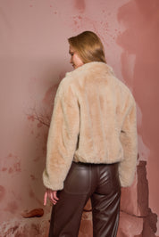 CHAQUETA BOMBER FAUX FUR BEIGE