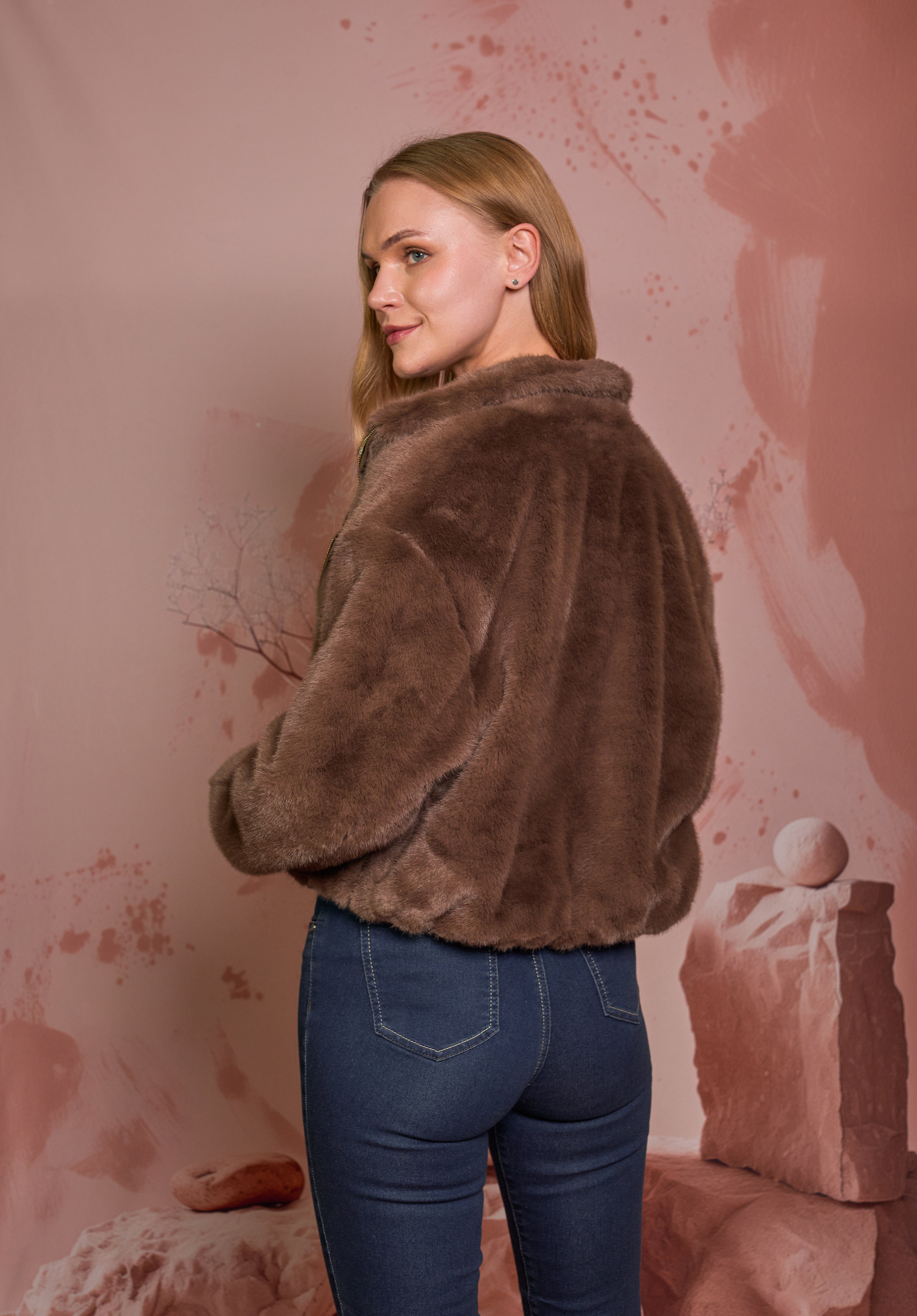 CHAQUETA BOMBER FAUX FUR CAFE